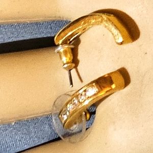 A lovely set of rhinestone half hoop earrings